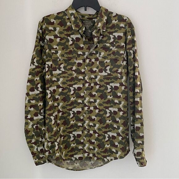 Royal Premium Men’s Button Front Camo Print Cotton Short size M - Picture 1 of 3